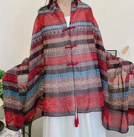 Maryam's Essential Printed Cotton Viscose Tassels Shawl