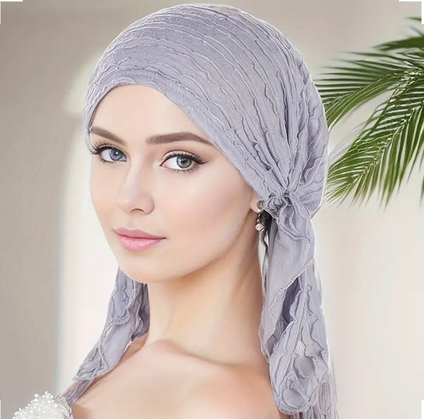 Maryam’s Essential Raffle Lace Pleated Pre - Tied Head Scarves/Hijabs