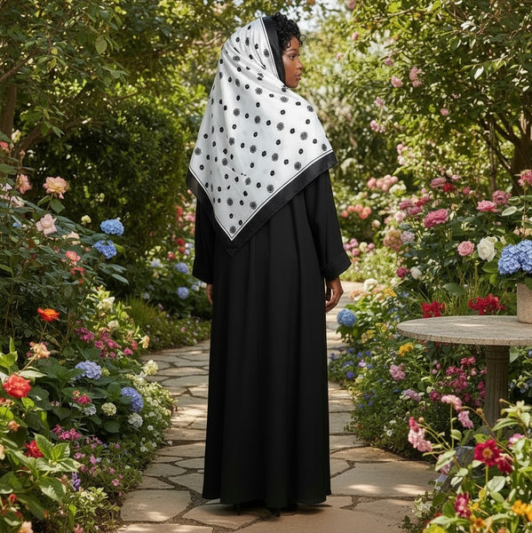 Maryam's Essential Luxury Floral Print Silk Satin Soft Arab Shawl/Hijab