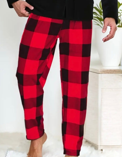 Maryam’s Essential Plaid Pattern Casual Loose Stretchy Elastic Waist Lounge Pants Bottom