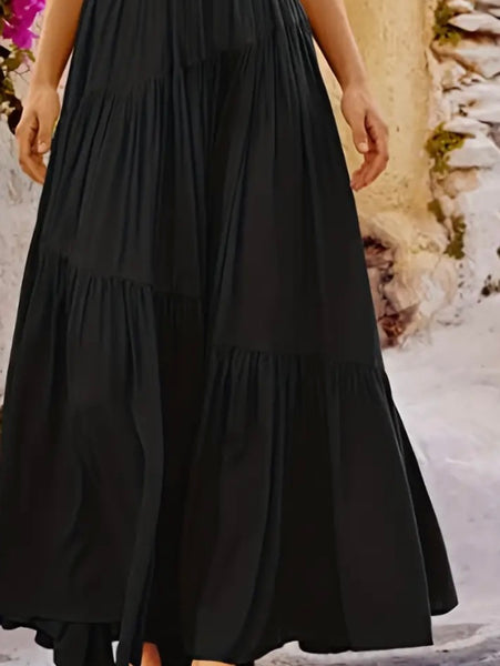 Maryam’s Essential Plain High Waist Shirred Pleated Maxi Skirt