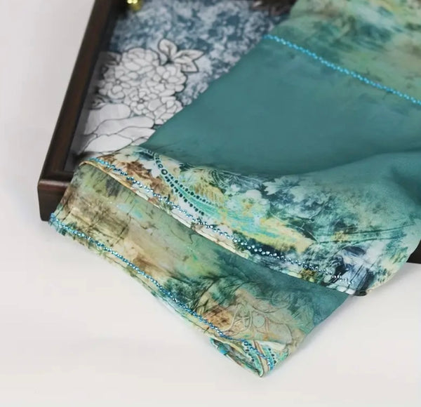 Maryam’s Essential Women Diamanté Lightweight Colour-block Print Hijab Scarf