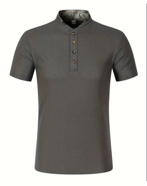 Maryam’s Essential Tree Pattern Casual Breathable Short Sleeves Button Collar Shirt
