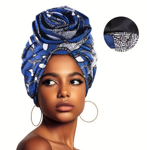 Maryam’s Essential African Print Ankara Silk Satin Linen Wrap Up Cap