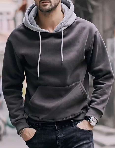 Maryam’s Essential Men Casual Contrast Colour Hoody Long Sleeves Pocket Pullover Sweatshirt
