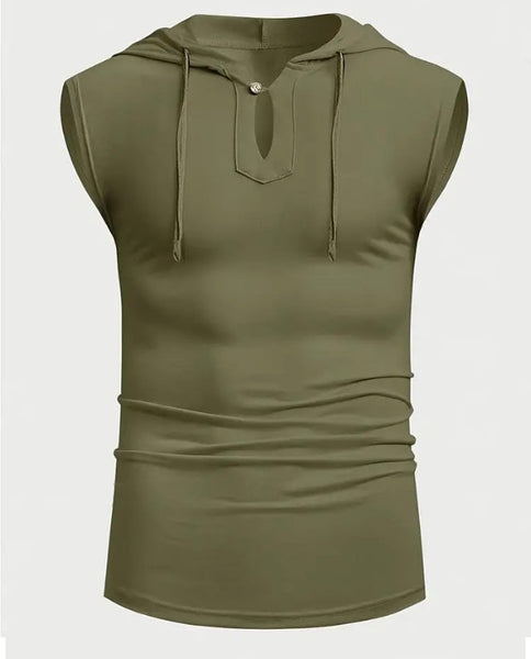 Maryam’s Essential Breathable Hood Drawstring Sleeveless Cotton Top Tank