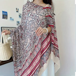 Maryam's Essential Printed Cotton Viscose Tassels Shawl