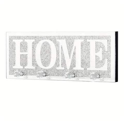 Maryam’s Essential Crush Diamond Key Mirrored Home Plaque Sign Hooks Wall Mounted