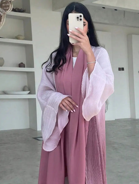 Maryam’s Essential Luxury Tie-Dye Hem Long Bell Sleeves Maxi Abaya Dress