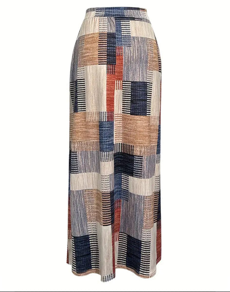 Maryam’s Essential Plus Size Vintage Inspired Plaid Print Maxi Skirt