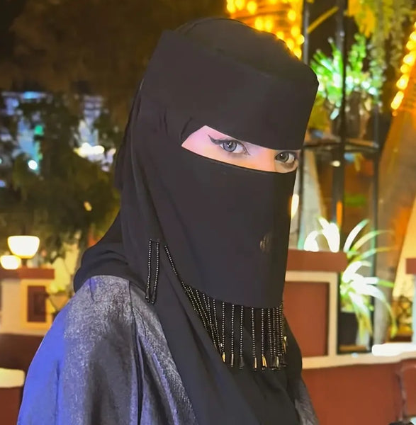Maryam’s Essential Thin Breathable Fringe Chiffon Niqab Veil Headscarf