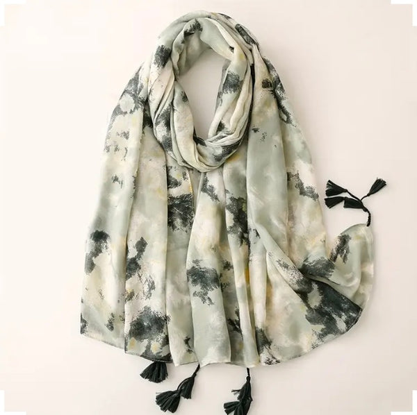 Maryam's Essential Tye & Dye Printed Cotton Viscose Tassels Hijab