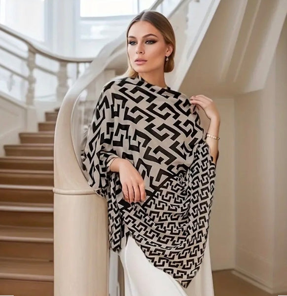 Maryam’s Essential Luxury Geometric Pattern Thin Breathable Viscose Hijab/Scarf