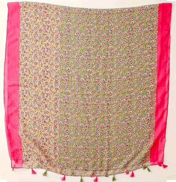 Maryam's Essential Floral Printed Cotton Viscose Tassels Hijab