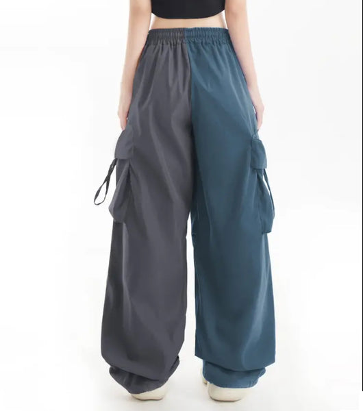 Maryam’s Essential Colour Block Loose Fit Leg Drawstring Flap Pocket Baggy Pants