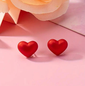 Maryam’s Essential Exquisite Red Heart Shaped Stud Earrings