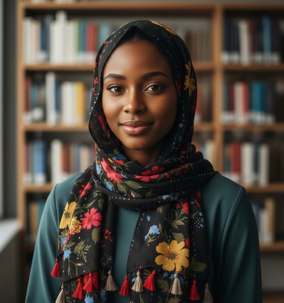Maryam's Essential Premium Floral Printed Cotton Tassels Hijab