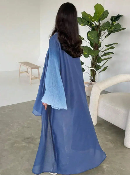 Maryam’s Essential Luxury Tie-Dye Hem Long Bell Sleeves Maxi Abaya Dress