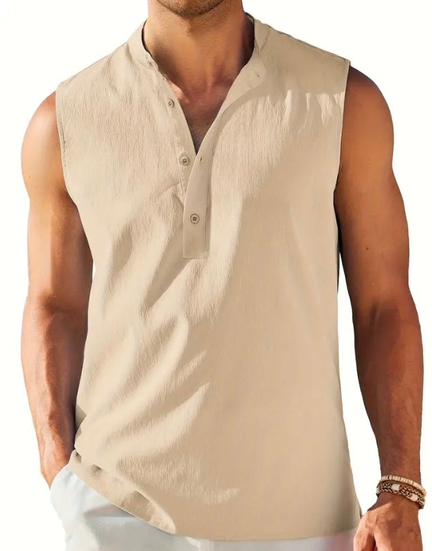 Maryam’s Essential Breathable Button Sleeveless Cotton Top Tank