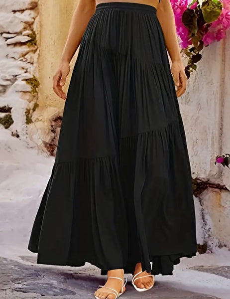 Maryam’s Essential Plain High Waist Shirred Pleated Maxi Skirt