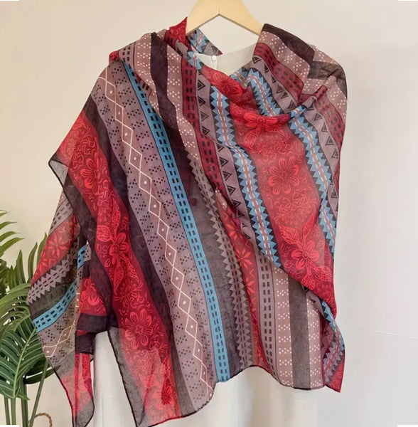 Maryam's Essential Printed Cotton Viscose Tassels Shawl