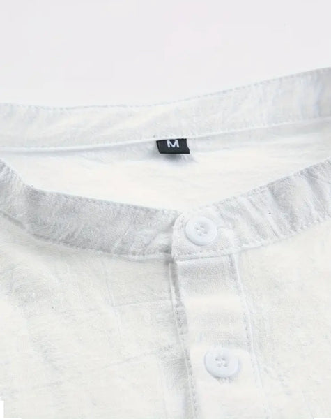 Maryam’s Essential Breathable Button Short Sleeves Cotton Linen Top Tank