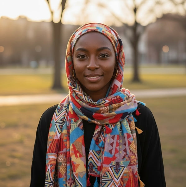 Maryam's Essential Floral Printed Cotton Viscose Tassels Hijab