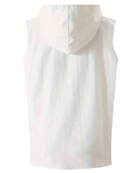 Maryam’s Essential Breathable Hood Drawstring Sleeveless Cotton Linen Top Tank