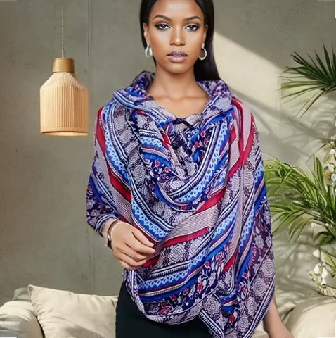 Maryam's Essential Printed Cotton Viscose Tassels Shawl