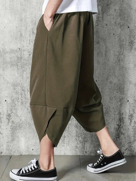 Maryam’s Essential Luxury Vintage Drawstring Wide Leg Cropped Harem Trouser
