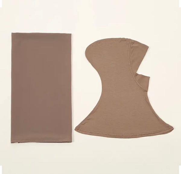 Maryam’s Essential Large Breathable Chiffon Hijab & Full Cover Inner Neck Cap Headscarf Set