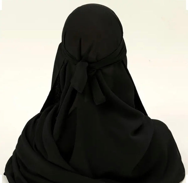 Maryam’s Essential Saudi Style Thin Breathable Chiffon Niqab Veil Headscarf