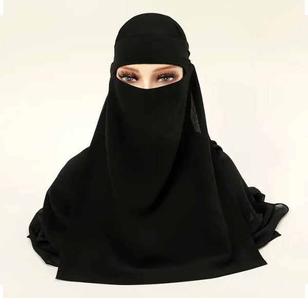 Maryam’s Essential Saudi Style Thin Breathable Chiffon Niqab Veil Headscarf
