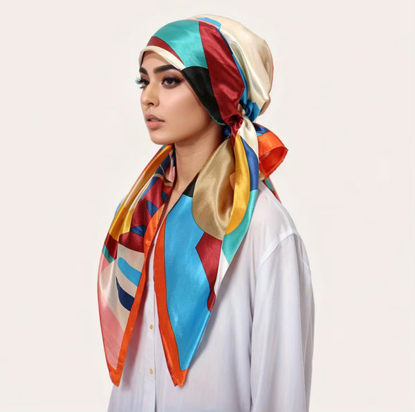 Maryam’s Essential Mature Elegant Vintage Print Pre-Tied Elastic Band Hijab