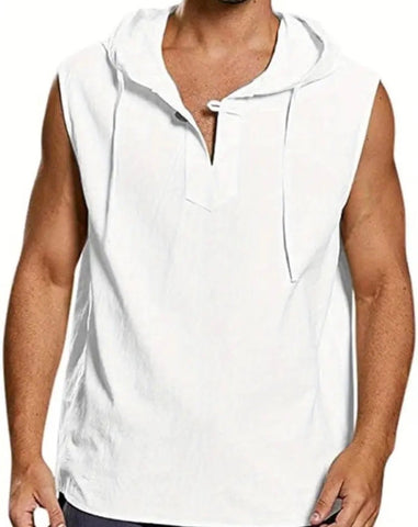Maryam’s Essential Breathable Hoodie Drawstring Sleeveless Cotton Top Tank