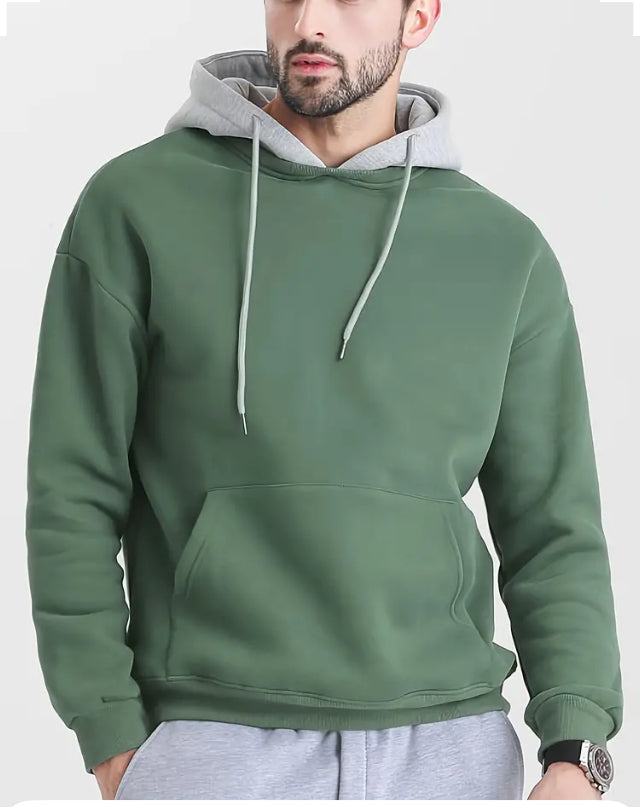 Maryam’s Essential Men Casual Contrast Colour Hoody Long Sleeves Pocket Pullover Sweatshirt