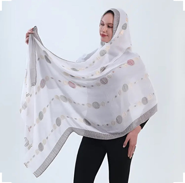 Maryam's Essential Printed Cotton Viscose Tassels Hijab Scarf