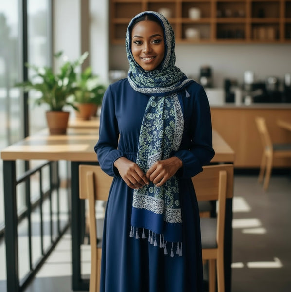 Maryam's Essential Luxury Printed Cotton Viscose Tassels Hijab