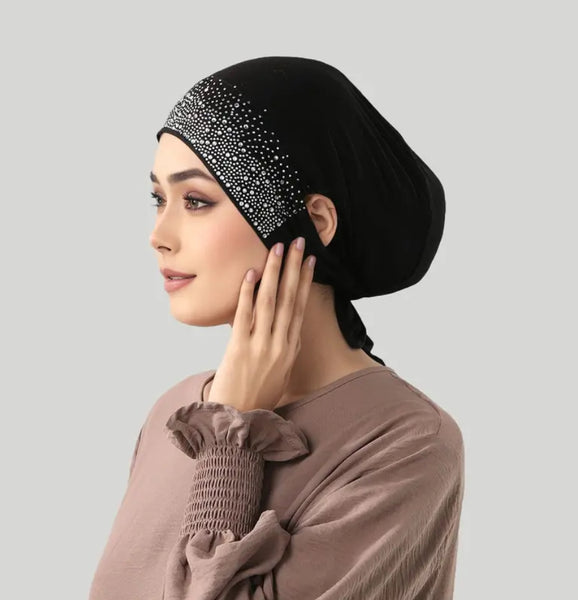 Maryam’s Essential Diamanté Revolutionary Sporty Ear Accessible Tie Back Inner Cap