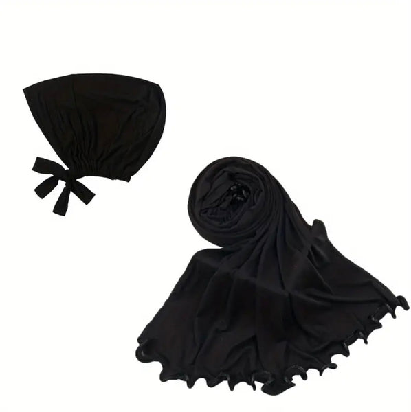 Maryam’s Essential Luxury Rolled Edged Hijab & Inner Cap Set