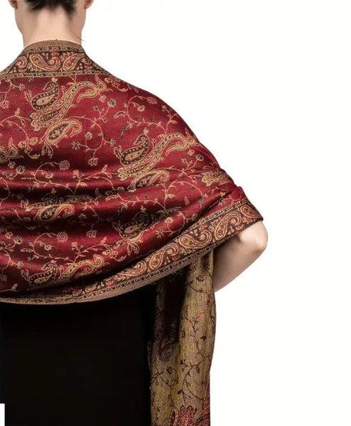 Maryam’s Essential Luxury Vintage Paisley Reversible Fringe Cashmere Scarf