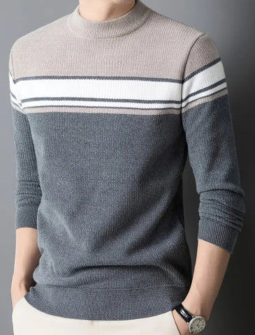 Maryam’s Essential Men Casual Geometric Knit Crew Neck Pullover Sweater