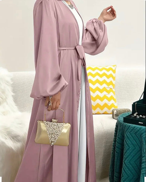 Maryam's Diamond Style Luxurious Plain Shiny, Lantern Sleeves Kaftan Abaya