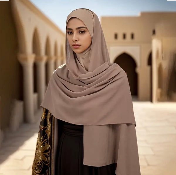 Maryam’s Essential Large Breathable Chiffon Hijab & Full Cover Inner Neck Cap Headscarf Set