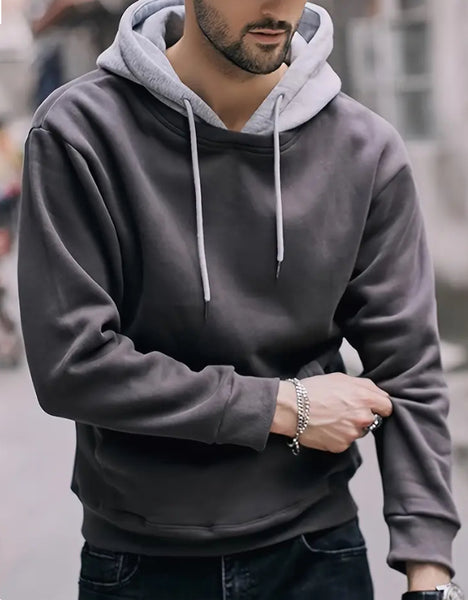Maryam’s Essential Men Casual Contrast Colour Hoody Long Sleeves Pocket Pullover Sweatshirt