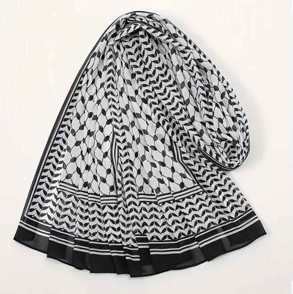 Maryam’s Essential Elegant Lightweight Arabian Print Chiffon Hijab/Shawl