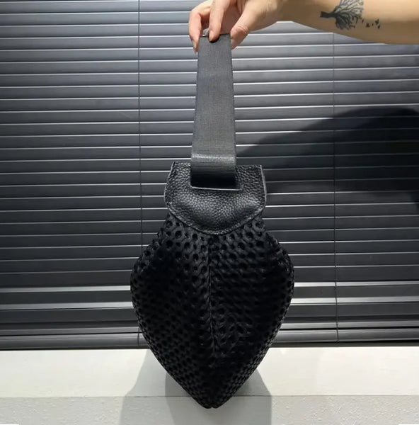 Maryam’s Essential Lightweight Mesh PU Leather Crescent Shape Shoulder Chest Bag