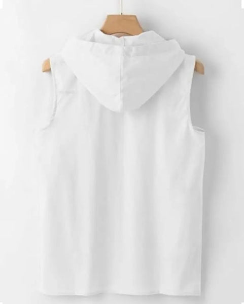 Maryam’s Essential Breathable Hoodie Drawstring Sleeveless Cotton Top Tank