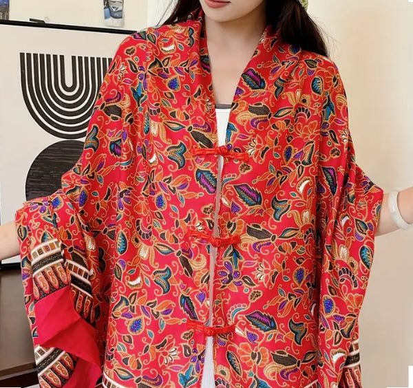 Maryam's Essential Printed Cotton Viscose Tassels Shawl