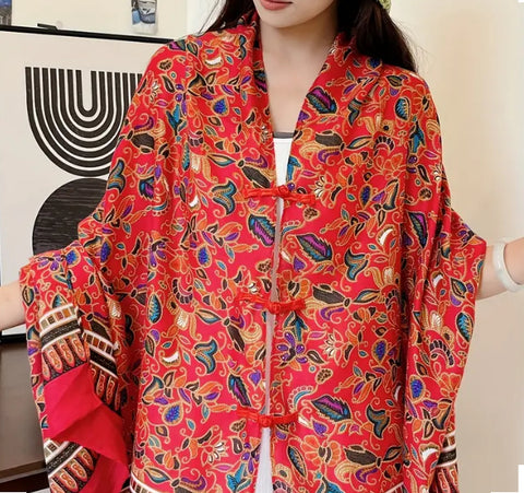 Maryam's Essential Printed Cotton Viscose Tassels Shawl